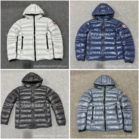 Canada Goose Crofton series solid color hooded zipper waterproof and windproof ultra-light puffer down jacket-4262